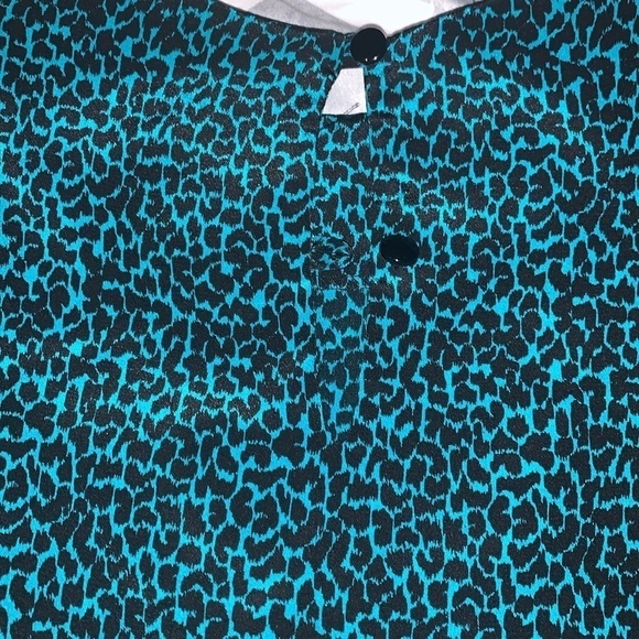 1970s Vintage Lady Carol Petites of NY 2 piece skirt set blue leopard silk small - Picture 6 of 9